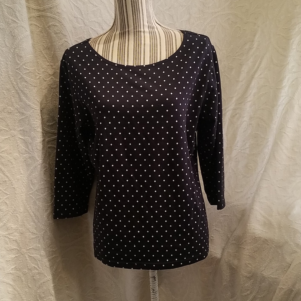 Talbots Petites 3/4 Sleeve Polkadot shirt size LP